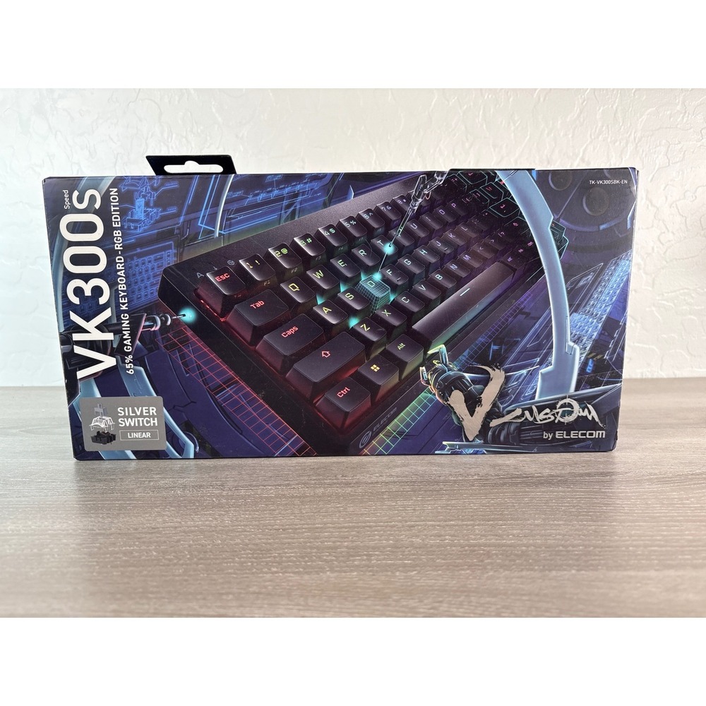 ELECOM VK300S 65% Gaming Keyboard Silver Linear Switch RGB TK-VK300SBK-EN Black